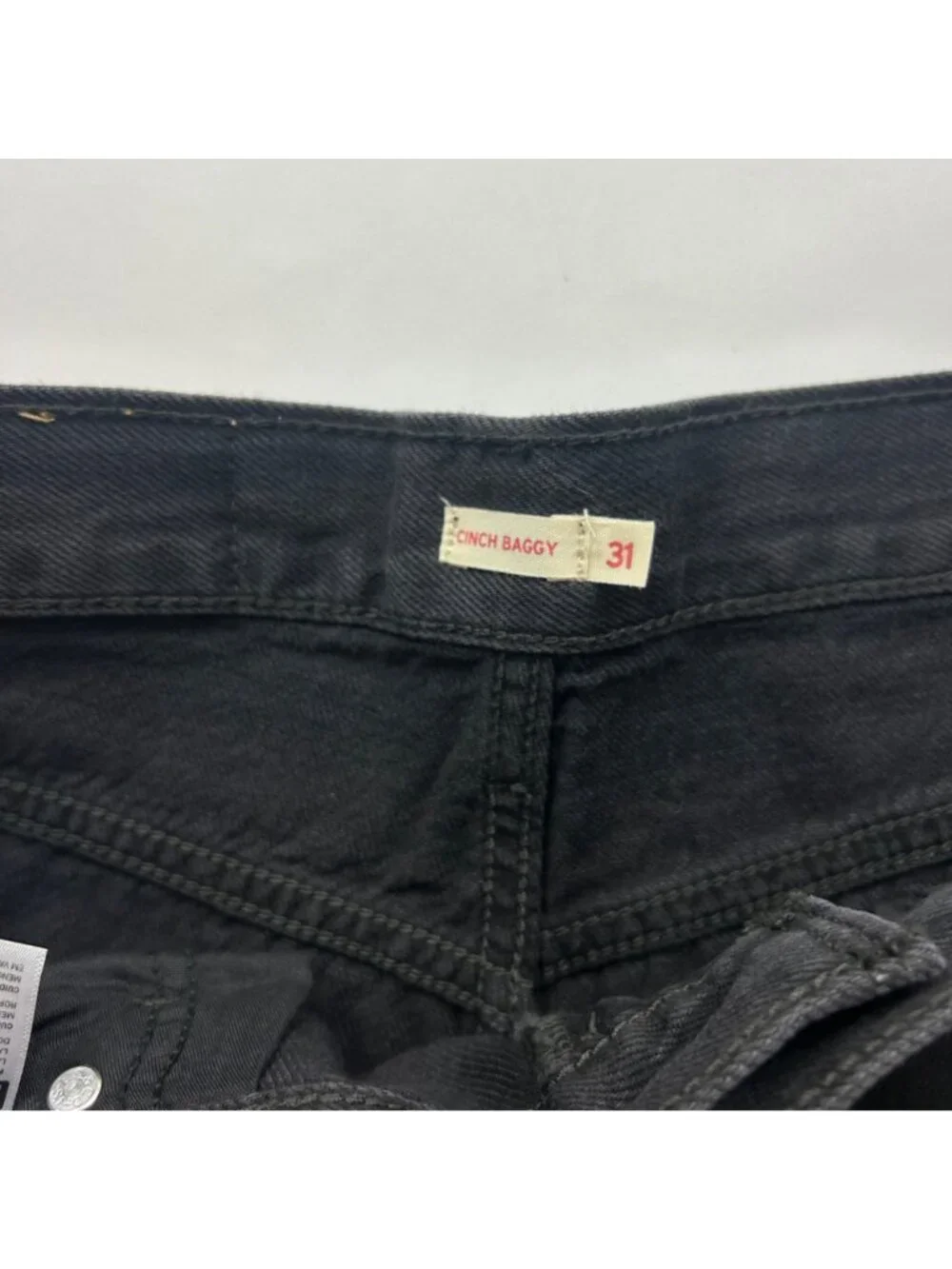 Levi's Black Denim High Rise Cinch Waist Baggy Jeans 31
